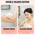 MAYCREATE Retractable Bathing Brush 14.8 inches Long Handle Sponge Brush Double Side Floral Bathing Loofah Brush Body Massager Back Scrubber Exfoliator Brush