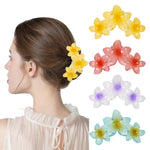 MAYCREATE 4Pcs Flower Claw Clip Hawaiian Flower Hair Clutcher for Women Large Plumeria Hair Clips for Thin Thick Hair Boho Beach Banana Clips Claw Clips Gifts Hair Accessories for Women, Girls