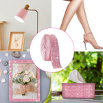 MAYCREATE 1 Roll DIY Rhinestone Ribbon Tape 1 inches x 1 Yard Self Adhesive Pink Rhinestone Tape DIY Sparkling Resin Rhinestone Strips for DIY Craft, Wall Decoration, Scrapbook Art