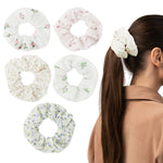 MAYCREATE 5Pcs Floral Scrunchies for Girls Women Elastic Hair Scrunchies Hair Ties Fabric No Tangle Hair Ties Fashion Hair Accessories Gift for Girls