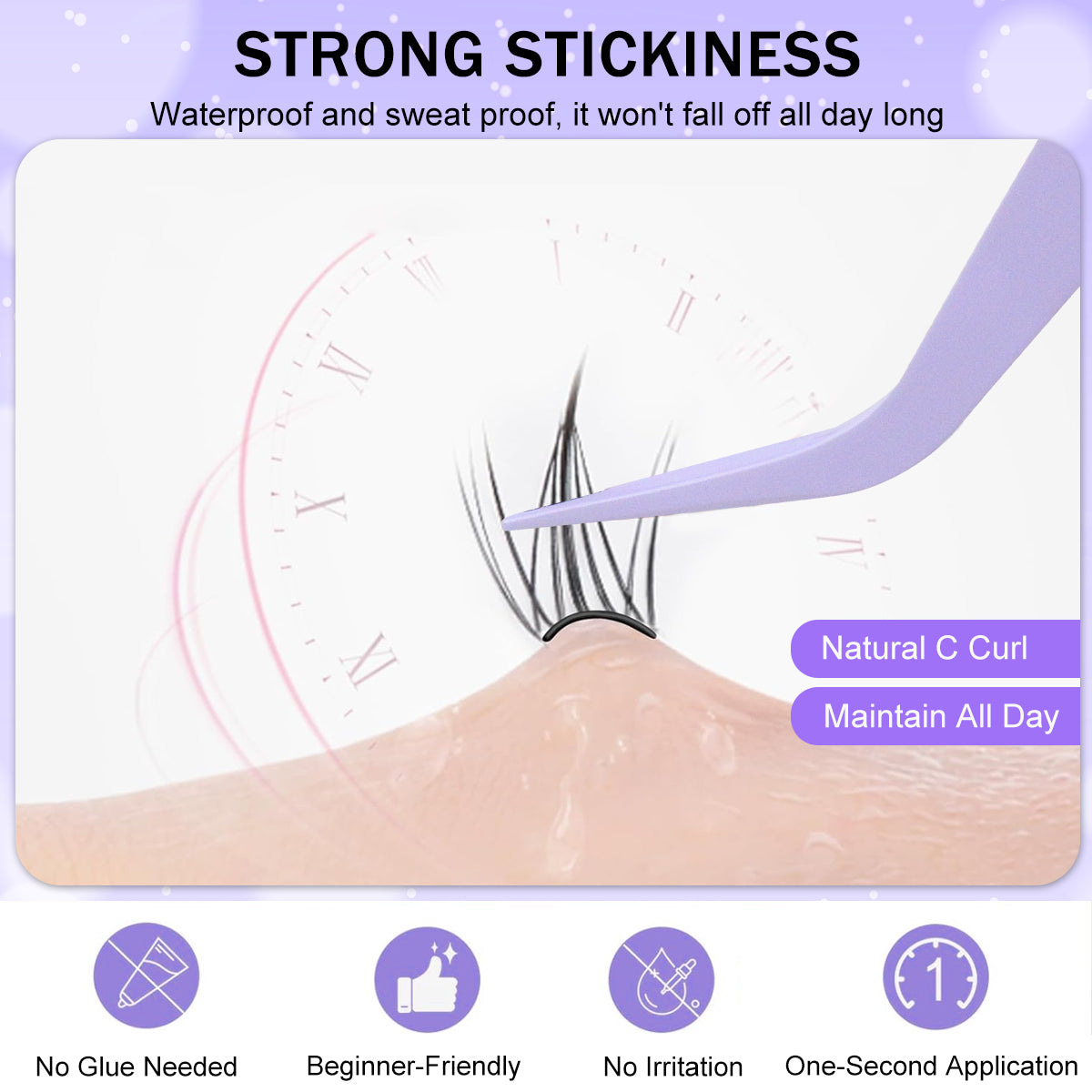 MAYCREATE® 120Pcs Self Adhesive Eyelashes, Self Adhesive Eyelash Clusters, Lash Clusters Press On Lashes Self Stick Cluster Lashes Pre Glued Eyelash Clusters with Tweezer No Glue Needed, 11-13mm