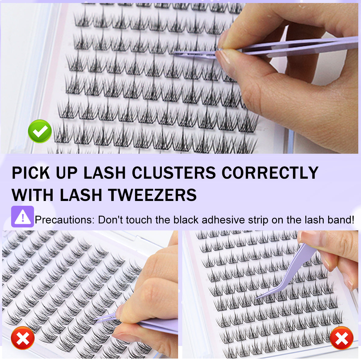 MAYCREATE® 120Pcs Self Adhesive Eyelashes, Self Adhesive Eyelash Clusters, Lash Clusters Press On Lashes Self Stick Cluster Lashes Pre Glued Eyelash Clusters with Tweezer No Glue Needed, 11-13mm