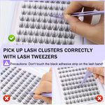 MAYCREATE® 120Pcs Self Adhesive Eyelashes, Self Adhesive Eyelash Clusters, Lash Clusters Press On Lashes Self Stick Cluster Lashes Pre Glued Eyelash Clusters with Tweezer No Glue Needed, 11-13mm