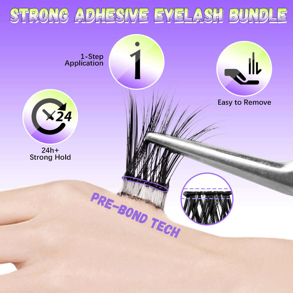 MAYCREATE 100Pcs Self Adhesive Eyelashes Clusters, No Glue Needed Lash Clusters 8/10/12MM Natural Look Pre-Glue Individual Lashes Extensions Reusable Self Adhesive Lashes Clusters