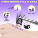 MAYCREATE 100Pcs Self Adhesive Eyelashes Clusters, No Glue Needed Lash Clusters 8/10/12MM Natural Look Pre-Glue Individual Lashes Extensions Reusable Self Adhesive Lashes Clusters