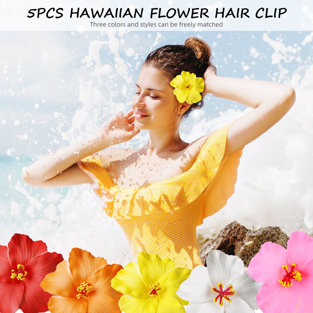 MAYCREATE 5Pcs Flower Hair Clips for Girls Women Stylish Artificial Hawaiian Flower Hair Clips For Hair Styling Hair Pins Cute Beach Accessories Gifts Flower Claw Clip Hair Accessories for Women