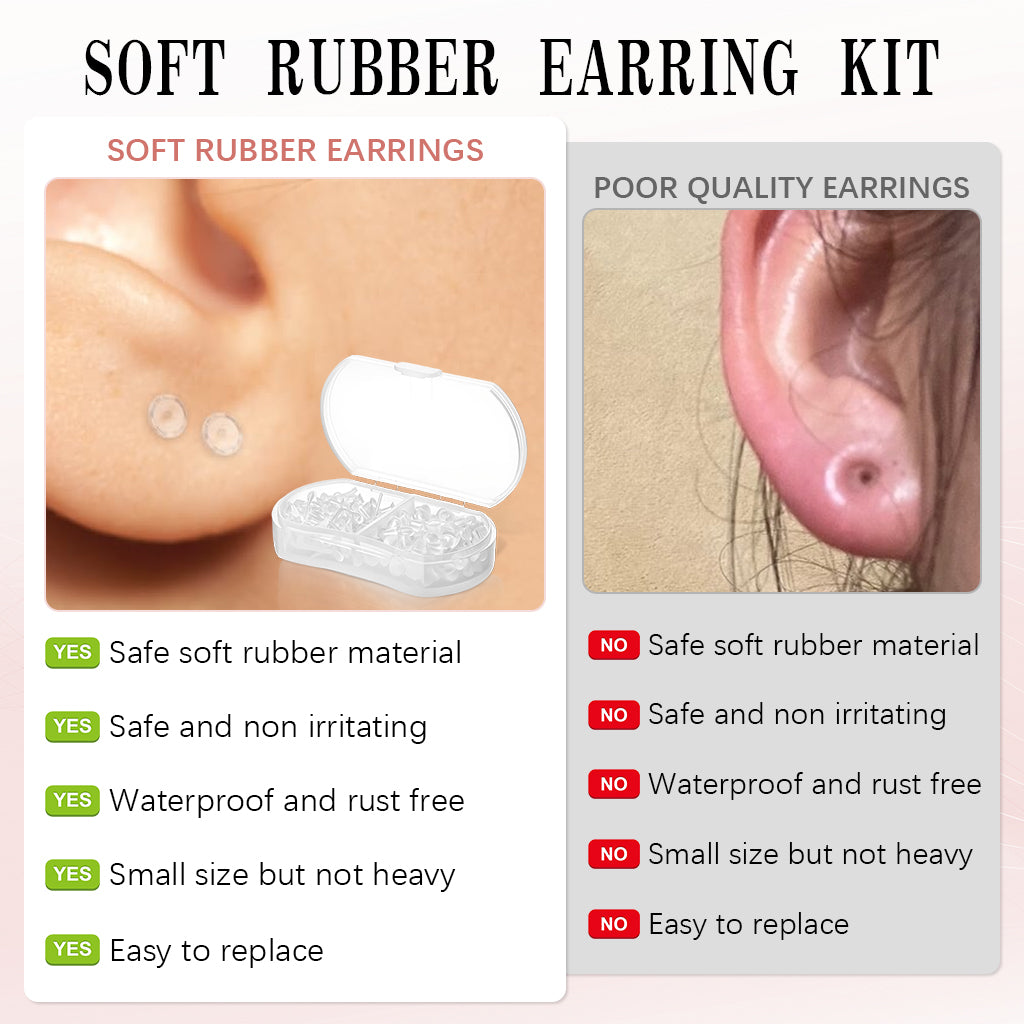MAYCREATE 100Pcs Clear Earrings for Sports, Plastic Earrings for Women Kids, with Earbacks, Ear Piercings Retainers, Invisible Stud Earrings and Soft Rubber Earring Backs Kit for Sensitive Ears
