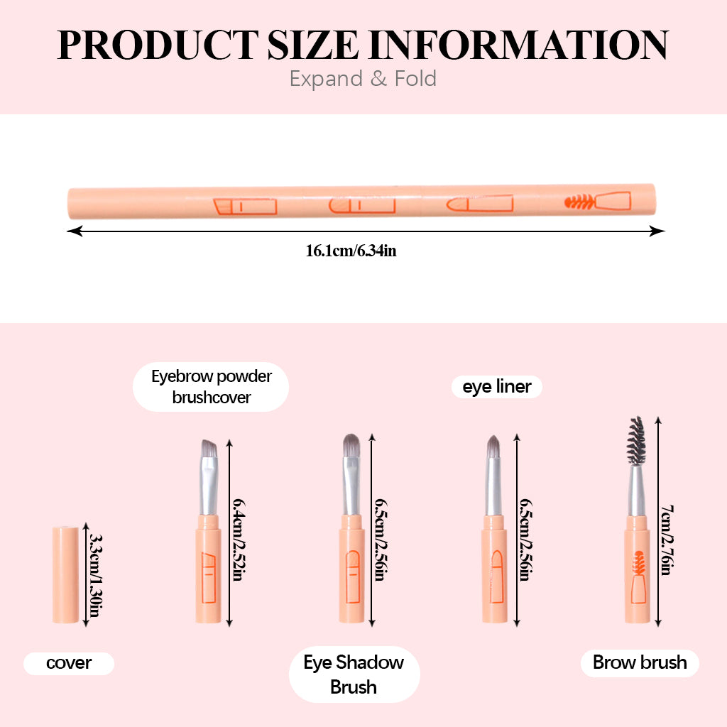 MAYCREATE 4 in 1 Mini Makeup Brushes Pen Pocket Touch-up Beauty Brushes Eyebrow Powder Applicator Brush, Lip Balm Brush Eyeshadow Brush Stackable Design Portable Travel Multi Use Makeup Brushes