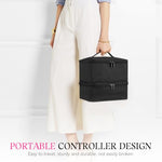 MAYCREATE® Nail Polish Organizer Box Travel Makeup Bag with Handle Double-Layer Art Tools for 30 Bottle Portable Large Capacity Carrying Case 2 PCS