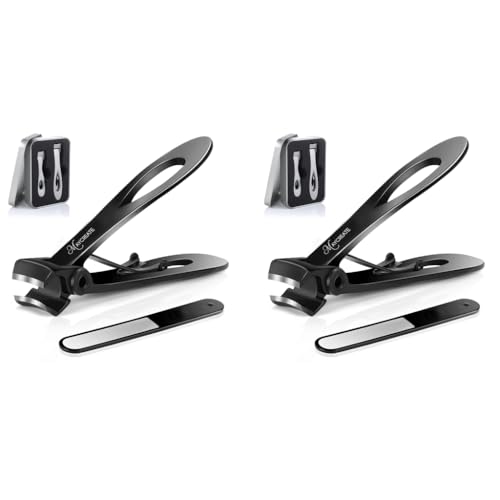 MAYCREATE® Nail Cutter for Men Toe Nail Cutter for Thick Nails Cutting Clipper Trimmer Women Wide-Opening Sharp Jaws Stainless Steel Large Clippers Set with File X2