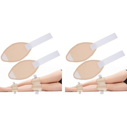 MAYCREATE® 4PCS Castor Oil Pack Wrap for Knee with Adjustable Elastic Strap Reusable Breathable Cotton Compress Pads for Calf Knees Arm Leg