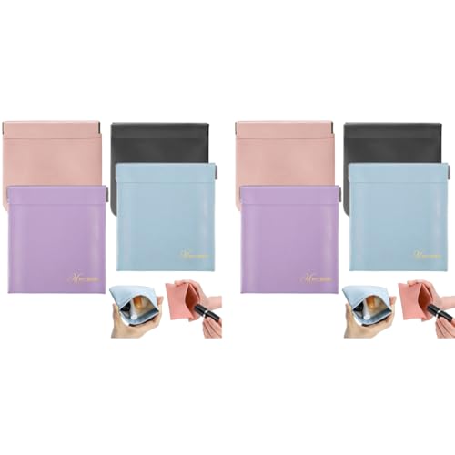 MAYCREATE® 4 Pack Mini Makeup Bag Small Pouches for Women PU Cosmetic Squeeze Top Pocket Storage Coin Purse Lipstick Jewelry Accessories Self-Closing 4.3X4.7In Assorted 2PCS
