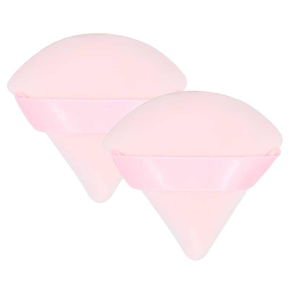 MAYCREATE Makeup Powder Puff for Face and Body with Triangle Design | 2pcs Pink Cotton