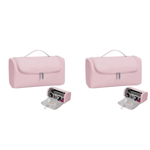 MAYCREATE® Travel Storage Bag for Dyson Airwrap Holder Hair Styler Organizer Attachments Portable with Hanging Hook Pink Bag Only 2 PCS