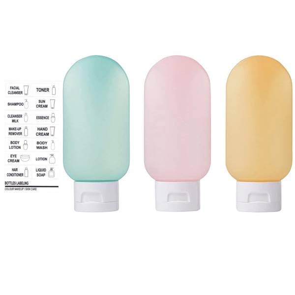 MAYCREATE Travel Bottles for Toiletries Set 3pcs 60ml with Leakproof Flip Caps | BPA-Free Refillable Containers