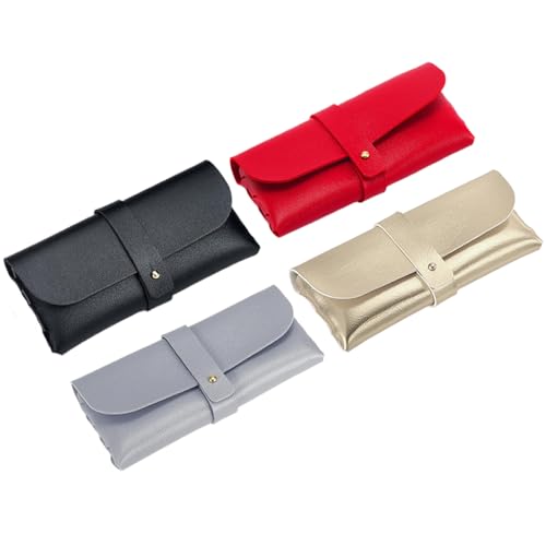 MAYCREATE® Specs Case, 4pcs Spectacle Sunglasses Case, Soft PU Leather Sunglass Sunglasses Cover Organizer Cases, Travel Eyewear Holder, Multipurpose Storage Pouch