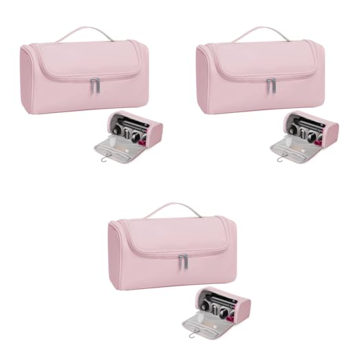 MAYCREATE® Travel Storage Bag for Dyson Airwrap Holder Hair Styler Organizer Attachments Portable with Hanging Hook Pink Bag Only 3 PCS