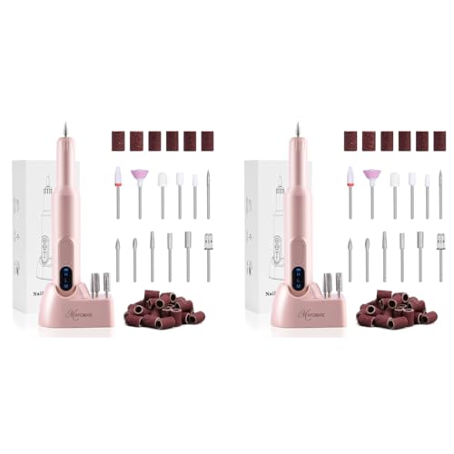 MAYCREATE® Cordless Nail Drill Machine with Drill Bit Kit Professional Adjustable for Gel Extension Salon Electric Manicure Pedicure 2 PCS
