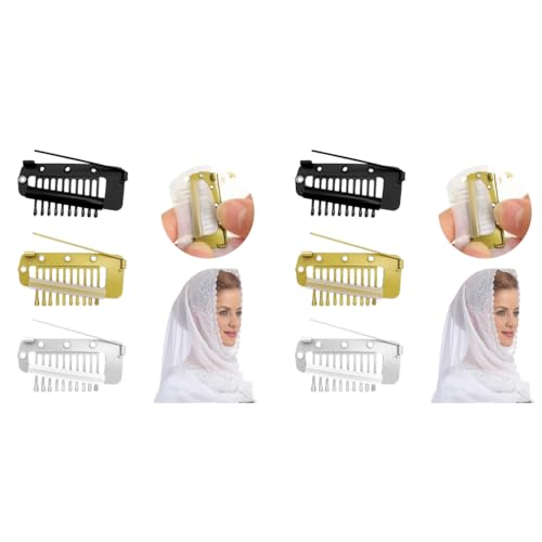 MAYCREATE® 6PCS Chunni Dupatta Fixing Clip Stainless Steel Pin for Clothing Shawl Fixing Silver Gold Black