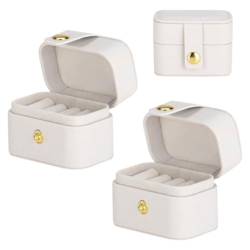 MAYCREATE® Ring Box Travel Jewelry Organizer Boxes for Rings Ear Studs 4 Slots Design Soft Plush Liner Snap Button Closure