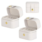 MAYCREATE® Ring Box Travel Jewelry Organizer Boxes for Rings Ear Studs 4 Slots Design Soft Plush Liner Snap Button Closure