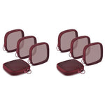 MAYCREATE® 8PCS Mesh Pouches for Women, Makeup Small Pouch, Zipper Cosmetic Bags for Women 4.7'' Square Fashion Lipstick Pouch, Mini Cash Toiletry Organizer Bag for Daily Accessories - Wine Red