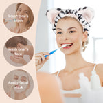 MAYCREATE Spa Headband for Women, Set of 3Pcs Wristband Hair Band for Women Stylish, Cute Cat Ear Hairbands for Women Face Wash, Stretchy Head Band & Wrist Band Combo for Face Washing, Makeup