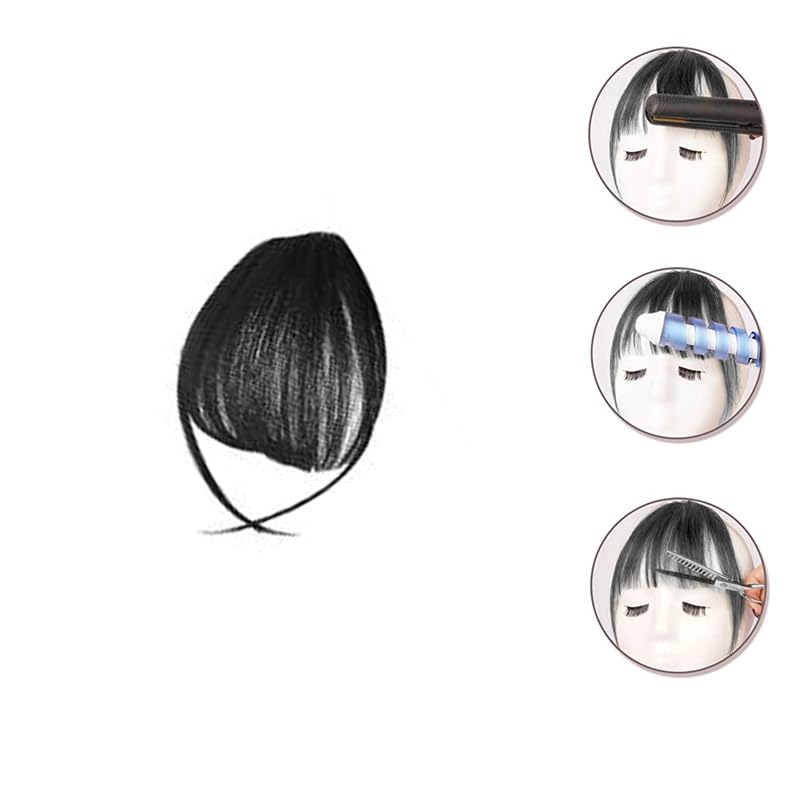 MAYCREATE Hair Extensions for Women with Clip In Bangs and Rayon Fiber | Black Fringes