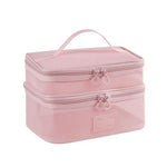 MAYCREATE® Double Layer Makeup Pouch Bag, Travel Toiletries Organizer Bag, Large Mesh Cosmetic Bags, Nylon Make up Brush Pouch, Zip-up Makeup Tool Bags with Handle