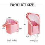 MAYCREATE® 2 in 1 Makeup Brush Bag Makeup Stand Holder Makeup Brush Pouch Makeup Brush Organizer Travel Makeup Brush Bag for Travel (Pink)