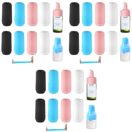 MAYCREATE® 24PCS Leak Proof Sleeves for Travel Bottles Silicone Elastic Covers for Toiletries Reusable for Container Shampoo