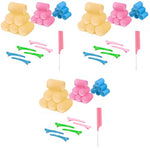 MAYCREATE® Heatless Hair Curler Roller Kit 3 Sizes Self Grip Magic Clips for Long Medium Short Hair with 6 Bang Clips 1 Stainless Steel Comb 3PCS