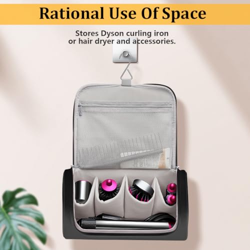 MAYCREATE® Travel Storage Bag for Dyson Airwrap Holder Hair Styler Organizer Attachments Portable with Hanging Hook Black Bag Only 3 PCS