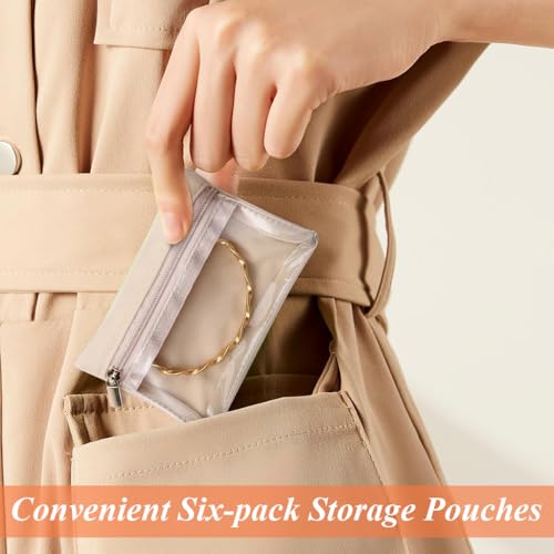 MAYCREATE® 12 Pcs Jewellery Organisers Pouch with Zipper Small Velvet Jewellery Pouches for Storage Travel Transparent Cover Jewelry Pouch for Necklaces Bracelets Rings Earrings Brooches