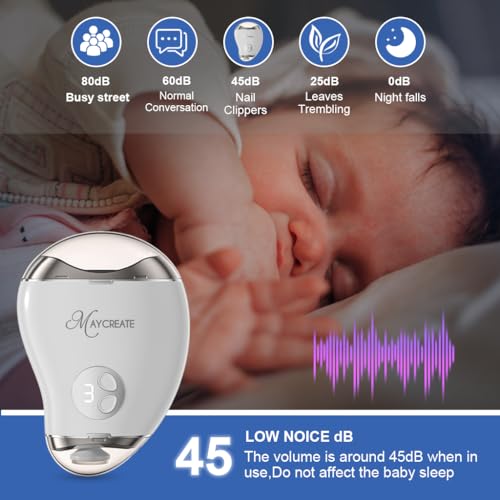 MAYCREATE® USB Baby Nail Trimmer with LED Light 2 in 1 Cordless Clipper Filer Dual Head Rechargeable 3 Speeds Safe Electric for Kids Adults 2PCS