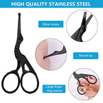 MAYCREATE Nose Hair Trimmer for Men Nose Hair Scissors Kit, Creative Carved Crane Small Beard Scissors, Women Eyebrow Scissors, Safety Blunt Tip for Facial Hair Moustache, with Storage Box (Black)