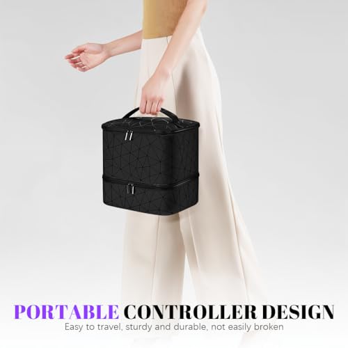 MAYCREATE® Travel Nail Polish Organizer Bag Large Capacity Double Layer Zipper Makeup for 30 Bottles Portable Art Tool Case with Handle Multi Pouches Cosmetic Storage 2 PCS