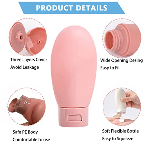 MAYCREATE® 3pcs Travel Bottles for Toiletries, 60ML Refill Toiletries Travel Bottle with Lid, Small Leak Proof Squeeze Bottle for Travelling for Gel, Shampoo, Lotion Dispenser 9 PCS