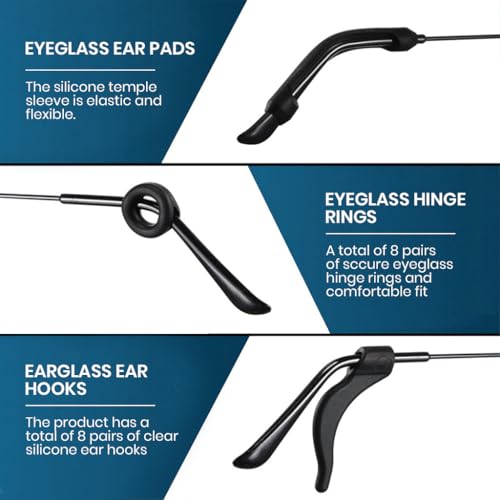 MAYCREATE® 50PCS Eyeglasses Retainers Sets, Silicone Anti-Slip Eyeglass Holder, Comfort Ear Grip Hooks Protectors for Spectacle Sunglasses Reading Glasses Eyewear, Black
