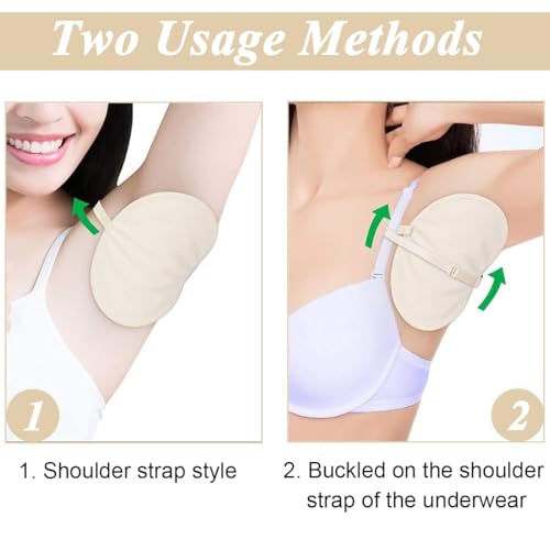 MAYCREATE® 2 Pairs Underarm Sweat Pads for Men Women Washable Reusable Cotton Anti-Slip Quick Dry Anti-Odor Invisible Straps Lightweight Beige Absorbs Armpit Sweat Daily Use India 2 PCS