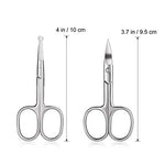 MAYCREATE® 2pcs Nose Scissors Beard Mustache Eyebrow Trimmer Stainless Steel Set with Storage Box Silver X3