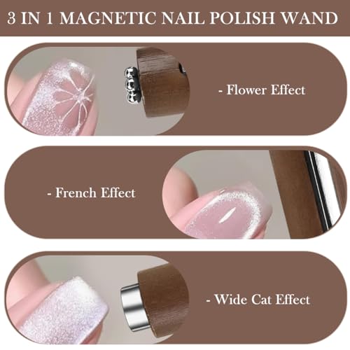 MAYCREATE® 3 In 1 Magnetic Nail Polish Pen Multifunctional Magnet Cat Eye Nail Polish Tool Upgraded 3D Cateye Nail Gel Nail Art Strong Magnet Home Salon
