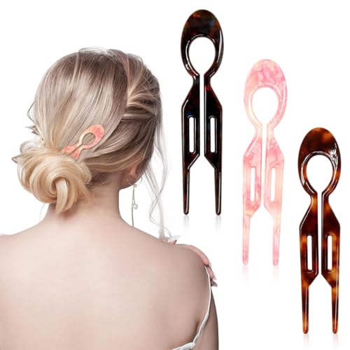 MAYCREATE® 3pcs Large Hair Pins for Women, 4.72 in Easy Twisted Half-Updo, Hair Bun Accessories for Women Girls Twisted Crown Braid