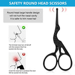 MAYCREATE Nose Hair Trimmer for Men Nose Hair Scissors Kit, Creative Carved Crane Small Beard Scissors, Women Eyebrow Scissors, Safety Blunt Tip for Facial Hair Moustache, with Storage Box (Black)
