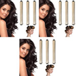 MAYCREATE® 9PCS Heatless Hair Curler, Soft Heatless Curls Satin Velvet Overnight Flexi Blowout Rods with with Hook, No Heat Overnight Sleeping Curling for Hair Styling Tools, Beige
