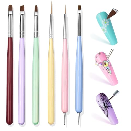 MAYCREATE® Nail Art Brushes, 6PCS Nail Design Painting Brush Sets