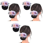 MAYCREATE® Hair Snood Net Barrette Bun Cover, Flower Bun Net Hair Grip, Hair Bun Accessories for Women Girls, Bun Maker Spring Clip Hairnet for Dancer Nurse Work or Daily 3 PCS