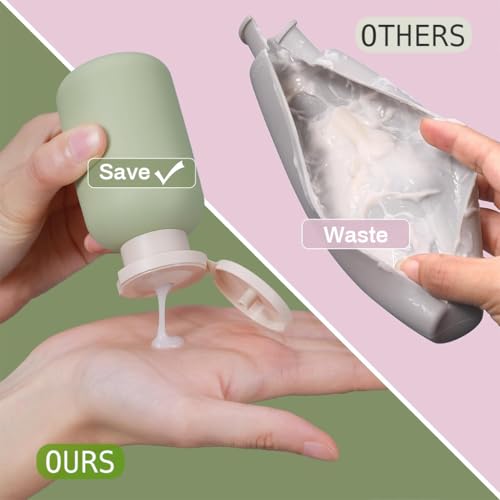MAYCREATE® 100ml Travel Bottle Kit for Toiletries 9PCS Soft PE Leakproof Empty Squeeze Dispenser for Shampoo Body Lotion With Storage Pouch