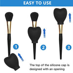 MAYCREATE Makeup Brush Cover 3 Sizes Set, Silicone Travel Dustproof Covers for Makeup Brushes, Reusable Foundation Brush Protector Cap, Universal for Single & Multi-fit (Brush Not Included)