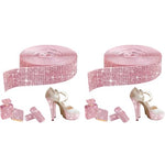 MAYCREATE® 1Roll Self Adhesive Crystal Rhinestone Ribbon Diamond Bling Tape Rhinestones Strips Sticker for Arts Crafts Wedding Birthday Party DIY Event Car Phone Decoration Pink 2 PCS